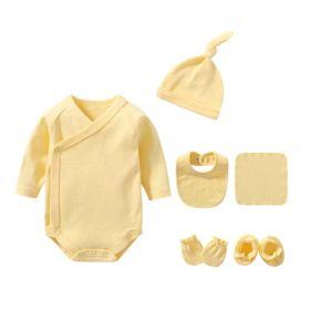 Newborn Solid Color Cotton Bodysuit Thin Style Sets (Color: Yellow, Size/Age: 73 (6-9M))