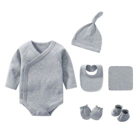 Newborn Solid Color Cotton Bodysuit Thin Style Sets (Color: Grey, Size/Age: 52 (Newborn))