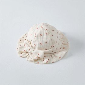 Baby Printed Pattern Bow Belt Decoration Lace Design Hats (Color: Coffee, Size/Age: S (0-1Y))