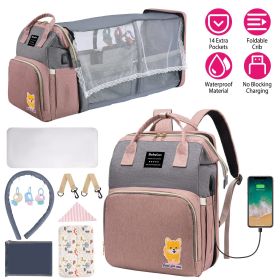 Multifunctional Diaper Bag Backpack Waterproof Mommy Bag Nappy Bag Maternity Backpack for Baby with Insulated Pockets Diaper Pad Toys Burp Cloth USB P (Color: Pink)