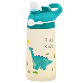 13.5Oz Insulated Stainless Steel Water Bottle Leak-proof Bottle for Kids with Straw Push Button Lock Switch Thermos Cup for Toddlers Boys Girls (Type: Dinosaur)