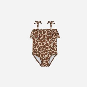 Children's One Piece Swimsuit Hot Spring (Option: Brown stripe-80cm)