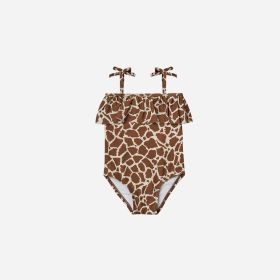 Children's One Piece Swimsuit Hot Spring (Option: Brown stripe-110cm)