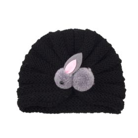 Children Wool Knitted Hat Autumn And Winter (Option: Black Rabbit)