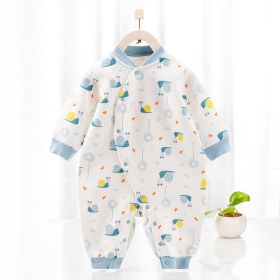 Cotton Thermal Clip Silk Onesie Newborn Climbing Baby Clothes (Option: Snail blue-90cm)