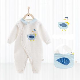Cotton Thermal Clip Silk Onesie Newborn Climbing Baby Clothes (Option: Seagull blue-90cm)