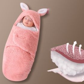 Baby Hold Newborn Thickened Out Wrap Swaddle Sleeping Bag (Option: Round Legs Pink-70x80cm)