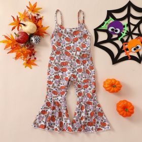 New Baby Girl Halloween Pumpkin Suspender Pants (Option: White-90cm)