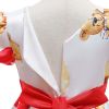 Baby Girl Cartoon Bear Pattern Puff Sleeves Princess Formal Dress