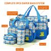 5PCS Baby Nappy Diaper Bags Set Mummy Diaper Shoulder Bags w/ Nappy Changing Pad Insulated Pockets Travel Tote Bags