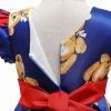 Baby Girl Cartoon Bear Pattern Puff Sleeves Princess Formal Dress