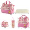 5PCS Baby Nappy Diaper Bags Set Mummy Diaper Shoulder Bags w/ Nappy Changing Pad Insulated Pockets Travel Tote Bags