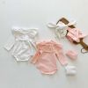 Baby Girl Dot Pattern Ruffle Neck Design Tops Combo Leggings & 3-Piece Sets Pajamas
