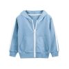 Baby Side Striped Pattern Zipper Front Design Sport Style Coat With Hat