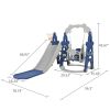 Children Slide Swing Set, 3-in-1 Combination Activity Center Freestanding Slides Playset for Kids Indoor Toddler Climbing Stairs Toy with Basketball H