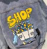 Baby Cartoon & Slogan Pattern Lapel Design Berber Fleece Denim Coat