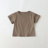 Baby Girl Solid Color Tee Combo Denim Strap Shorts 1-Piece Sets