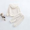Baby Solid Color Waffle Knit Fabric Coat With Pants 2 Pieces Sets