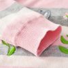 Baby Girl Pink Striped Pattern Embroidered Design Knitted Jumpsuit