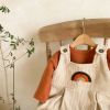 Baby Solid Color Shirt Combo Corduroy Fabric Strap Onesies Sets