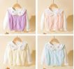 Baby Girl Solid Color Conchet Knitted Graphic V-Neck Sleeveless Vest Sweater