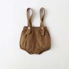 Baby Girl Solid Color Tee Combo Denim Strap Shorts 1-Piece Sets