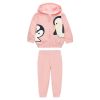 Baby Girl Cartoon Penguin Pattern Zipper Front Coat With Hat Combo Trousers Sets