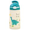13.5Oz Insulated Stainless Steel Water Bottle Leak-proof Bottle for Kids with Straw Push Button Lock Switch Thermos Cup for Toddlers Boys Girls