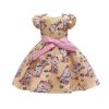 Baby Girl Cartoon Bear Pattern Puff Sleeves Princess Formal Dress