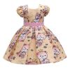 Baby Girl Cartoon Bear Pattern Puff Sleeves Princess Formal Dress