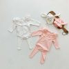 Baby Girl Dot Pattern Ruffle Neck Design Tops Combo Leggings & 3-Piece Sets Pajamas