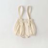 Baby Girl Solid Color Tee Combo Denim Strap Shorts 1-Piece Sets
