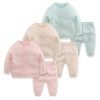 Baby Solid Color Knitted Cardigan Combo Trousers 1 Pieces Sets