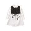Baby Girl Solid Color Long Sleeved Dress With A Belt Tied