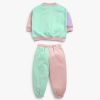 Baby Girl Rainbow Pattern Contrast Design Pullover Hoodie Combo Pants Sets