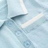 Baby Solid Color Quarter Button Design Lapel Knitted College Style Rompers