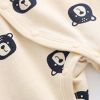 Baby Allover Bear Pattern Snap Button Front Romper Pajamas With Hat