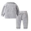 Baby 1pcs Cartoon Animal Pattern Coral Fleece Cardigan & Pants Tracksuit Sets