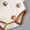 Baby 1pcs Cartoon Bear & Calf Graphic Long Sleeved Soft Bodysuit With Hat