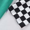 Baby Boy Bear Graphic Checkerboard Sleeve Patchwork Design Shirt