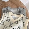 Baby Bear Embroidered Pattern Vest Combo Trousers Sets