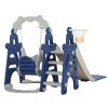 Children Slide Swing Set, 3-in-1 Combination Activity Center Freestanding Slides Playset for Kids Indoor Toddler Climbing Stairs Toy with Basketball H