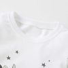 Baby Girl Elf Print Pattern White Hoodie And Striped Pant Sets