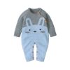 Baby 1pcs Cartton Bunny Graphic Contrast Design Shoulder Button Design Knitted Romper