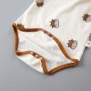 Baby 1pcs Cartoon Bear & Calf Graphic Long Sleeved Soft Bodysuit With Hat