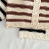 Baby Striped Pattern Lapel Knitted Cardigan With Pants Sets