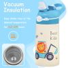 13.5Oz Insulated Stainless Steel Water Bottle Leak-proof Bottle for Kids with Straw Push Button Lock Switch Thermos Cup for Toddlers Boys Girls