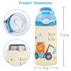 13.5Oz Insulated Stainless Steel Water Bottle Leak-proof Bottle for Kids with Straw Push Button Lock Switch Thermos Cup for Toddlers Boys Girls