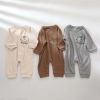 Baby Girl Cartoon Print Pattern Waffle Knitted Fabric Long Sleeved Romper