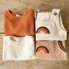 Baby Solid Color Shirt Combo Corduroy Fabric Strap Onesies Sets